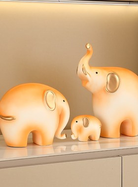 客厅吉祥物摆件陶瓷大象新房玄关酒柜餐边L柜装饰高端乔迁搬家礼