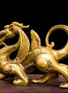 全铜应龙摆件 四方来财家居饰品 铜工艺品黄O铜应龙办公室桌面摆