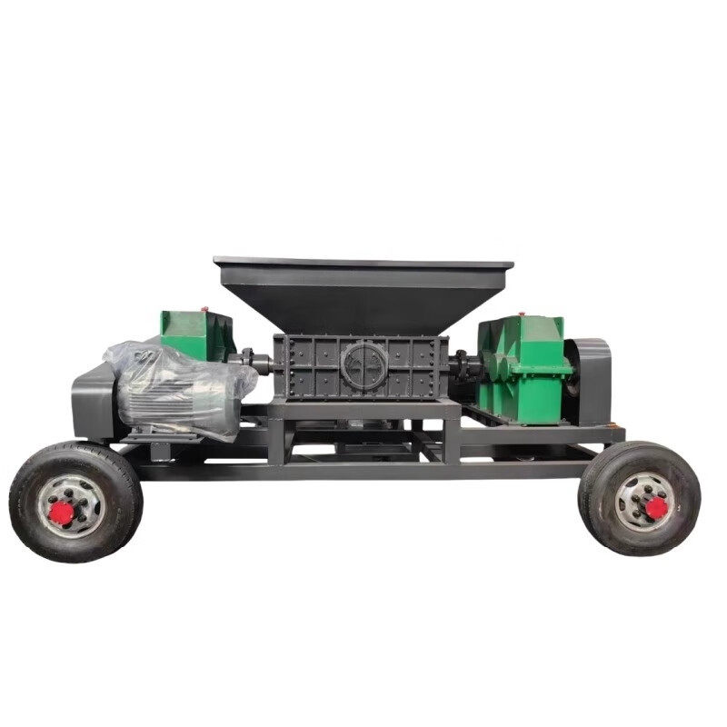Shredder small blue barrel biaxial plastic mobile metal shredder chassis scrap wood shredder small