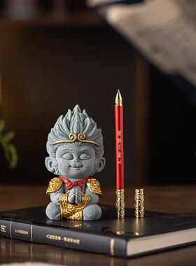 国潮孙悟空齐天大圣茶宠摆件创意金箍棒笔架笔搁礼品客厅桌面装饰