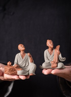 中式历史人物e茶圣陆羽雕像塑茶室桌面工艺品陶瓷李白邀月禅意摆