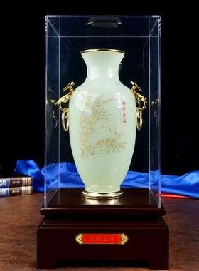 琉璃花瓶摆件新中式o家居客厅玄关装饰品乔迁新居公司开业高档礼