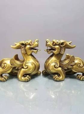 铜貔貅摆件纯铜招财皮丘一对大号开业礼品办公室客U厅装饰品工艺