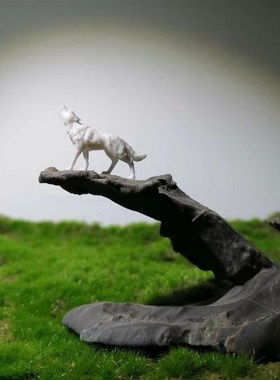 狼摆件狼摆件招财领头狼摆件客A厅办公室茶桌装饰家工艺品手工微