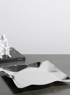 简约现代轻奢不锈钢收纳水果托盘样板房间家居餐桌V茶几软装饰品