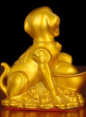 纯铜狗摆a件坐元宝旺财狗西北补角缺角十二生肖狗开业礼品吉祥物