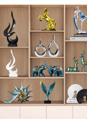 高档轻奢摆件家居饰品客厅电视酒柜装饰品简约现代U小摆设套装乔