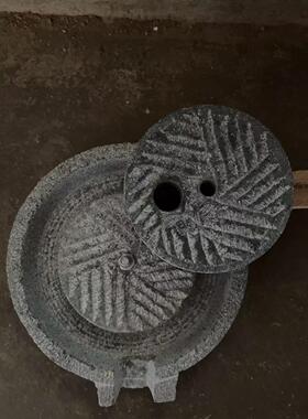 传统小石磨家用小型复古豆浆豆腐幼儿园手动推磨盘老式天然青石磨