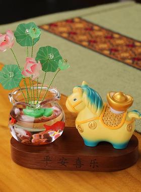 洛阳文创唐三彩小马福福风景区同款桌面摆件茶桌茶宠送生日节日礼