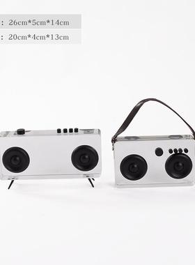 现代轻奢水晶收音机工艺品客厅茶几装饰小饰品样板间酒柜书柜软装