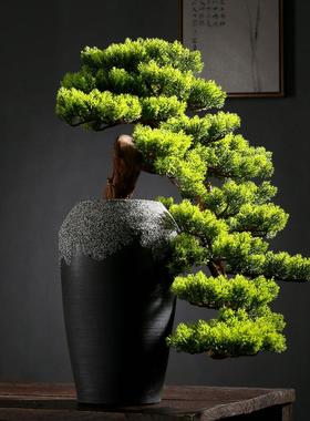 迎客松仿真树家居装饰现代简约中式摆件工艺品礼品客厅酒店电视柜