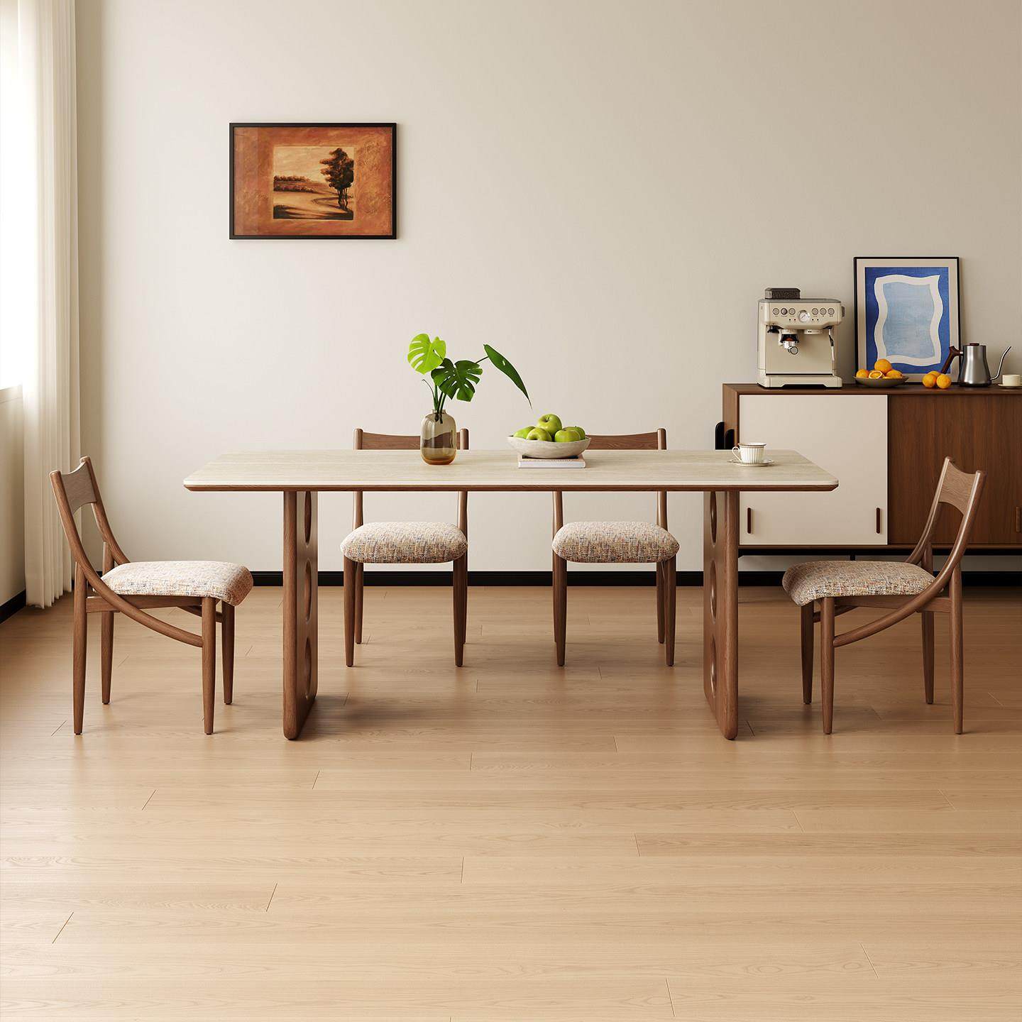 中古风德利丰岩板餐桌椅组合实木小户型长方形白蜡木现代简约饭桌,淘宝优惠券,粉丝福利购,淘宝优惠卷