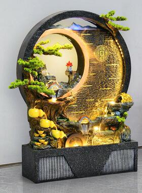 假山流水喷泉圆形水幕墙屏风室内客厅落地摆件风水轮开业送礼景观