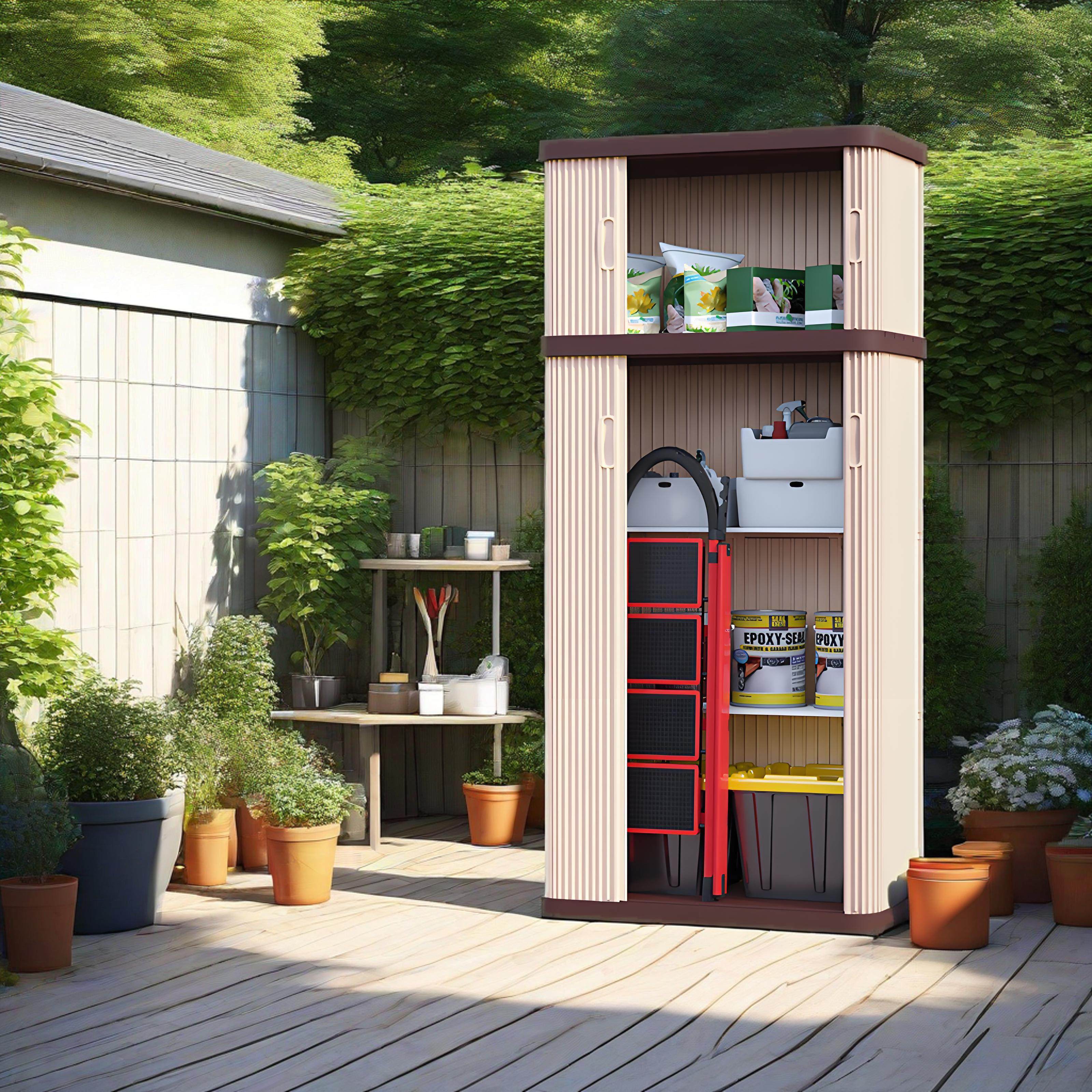 阳台收纳柜花园庭院防水防晒杂物柜室外整理工具置物柜户外储物柜,淘宝优惠券,粉丝福利购,淘宝优惠卷