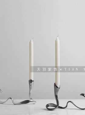 现代轻奢金属几何飘带创意烛台摆件样板间样品屋展示中心客厅饰品