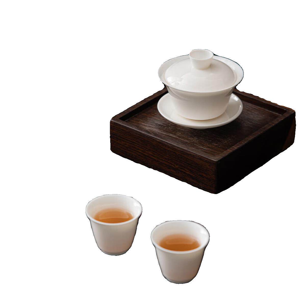 One-person tea set, personal special mutton-fat jade white porcelain three-cup teacup set, home gift-giving, high-end gift box