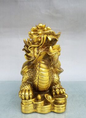 纯铜聚宝盆龙龟摆件旺财纳福祝福客厅电视柜办公室桌面工艺品包邮