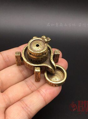 实心黄铜磨石倒流香仿古迷你老鼠老石磨摆件创意农村磨台磨盘香插