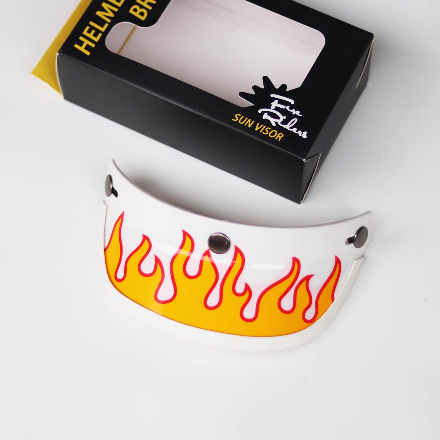 fireriders覆古安全帽帽簷火焰格子 卡通个性遮阳板鸭舌机车装饰 - 图2