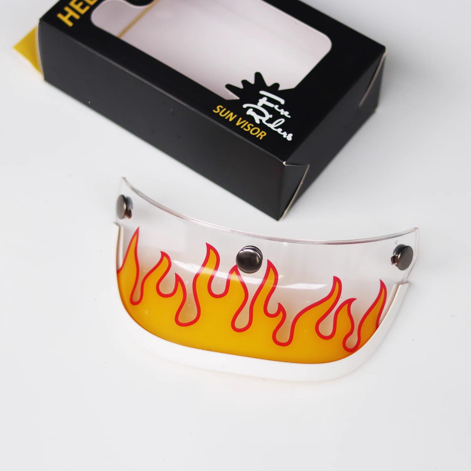 fireriders覆古安全帽帽簷火焰格子 卡通个性遮阳板鸭舌机车装饰 - 图1