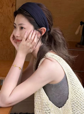 韩系时尚蓝色宽边发箍女2026新款夏季气质高颅顶发卡日常外戴头箍