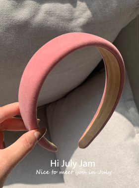 宋智雅同款粉色丝绒发箍秋冬头箍