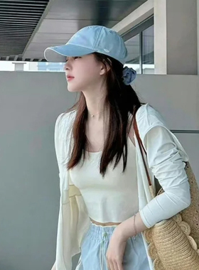 许我耀眼许妍赵露思同款天蓝色真丝发圈女高级不伤发大肠圈扎发绳