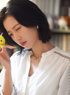 周雨彤同款泫雅风彩色串珠项链女秋冬新款ins多巴胺可调节锁骨链