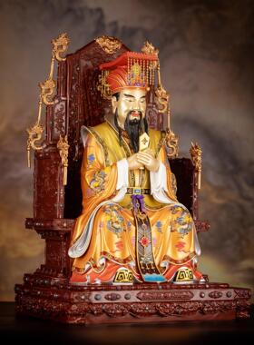 彩绘玉皇大帝，母女像，家拜东岳玉皇大帝紫薇瑶池金母饰