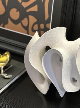 现代艺术白色律动几何波浪漫摆件软装饰品样板间客厅茶几书房摆设