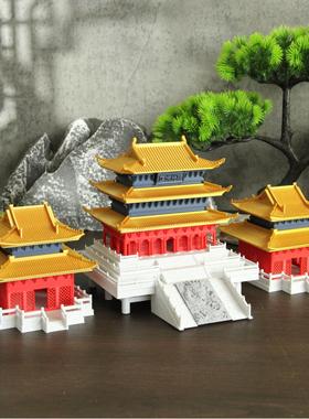 中式覆古带楼阁大殿家居鱼缸水陆缸假山景观沙盘造景装饰摆饰模型