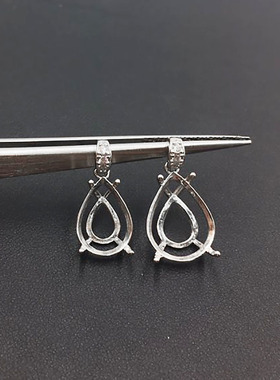 925银吊坠空托女款 刻面尖底4*6-13*17项链坠空托定制