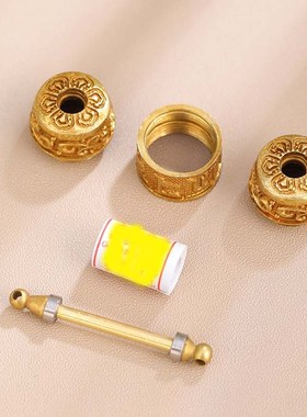 大藏禅饰 黄铜转轮项链吊坠六字男女通用西藏式鎏金挂件