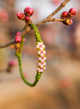 桃花手工编织红绳手链女学生韩版简约个性森系小众设计闺蜜手绳
