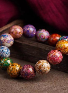 大漆珠手串渐变多宝男女款佛珠配饰螺钿漆器非遗民族风文玩饰品