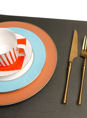 样板房西餐盘装饰品餐桌摆设西餐具套装摆件陶瓷餐盘软装现代简约