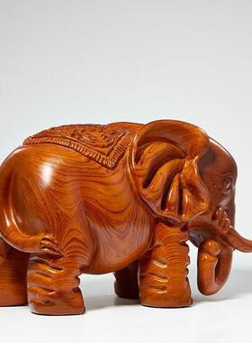 花梨实木雕刻大象摆饰一对红木制小象招财镇宅礼品家居客厅工艺礼