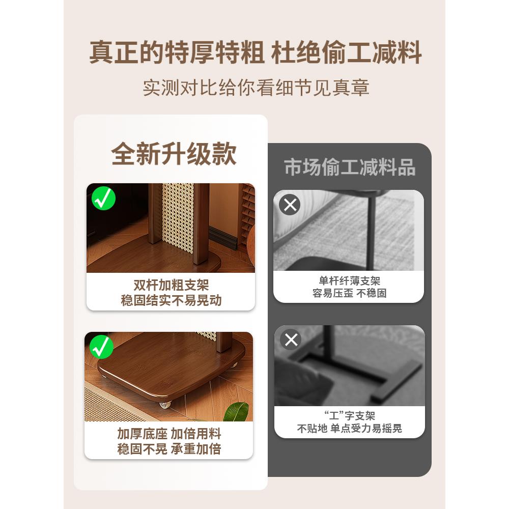 中古风可移动边几家用客厅沙发边小桌子小户型非实木高级感小茶几 - 图0