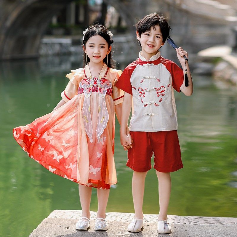 儿童汉服夏季男童女童古装表演服唐装中国风幼儿园六一演出服班服,淘宝优惠券,粉丝福利购,淘宝优惠卷