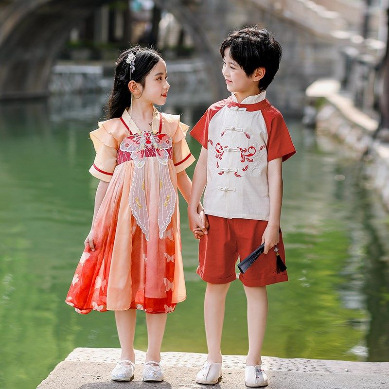 儿童汉服夏季男童女童古装表演服唐装中国风幼儿园六一演出服班服,淘宝优惠券,粉丝福利购,淘宝优惠卷