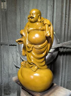香樟木雕弥勒佛像摆件送宝如意笑佛实木红心雕刻礼家饰红木工艺品