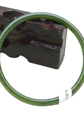 新疆和田碧玉手镯青白p玉圆条手镯细条墨玉镯女带证秀气窄条叮当