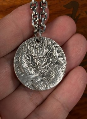 开运生肖龙年纯银99吊坠送红绳本命项链纪念免费刻字实心孩子礼物