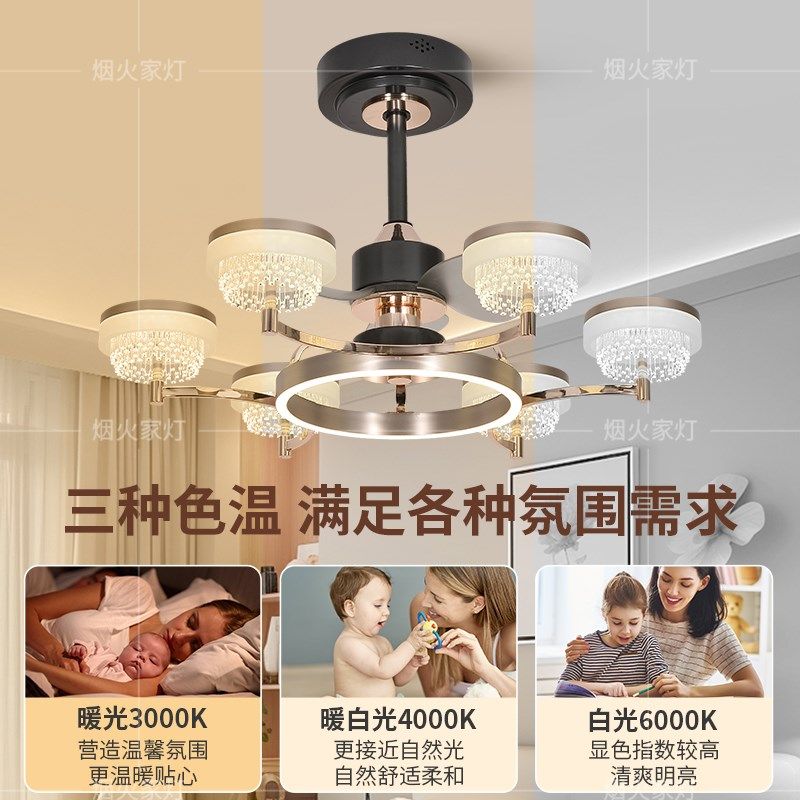 风扇灯2024新款客厅餐厅轻奢高级感吊扇灯现代简约家用一体电扇灯,淘宝优惠券,粉丝福利购,淘宝优惠卷