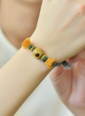 天然海柳血柳手链男女单珠糖果甜蜜情侣手工编织绳高端文玩黑珊瑚