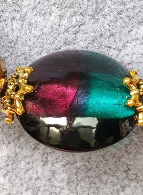 银箔老琉璃珠毛衣链女长款百搭秋冬时尚项链小众气质复古节日礼物