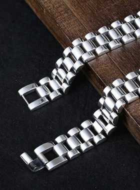 纯银手表链男士手链时尚简约大气个性表链潮人男女高端送礼可定做