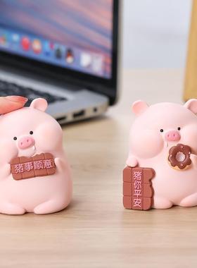 2022网红新款办公室桌面装饰摆件卡通树脂小猪家居饰品治愈小物件