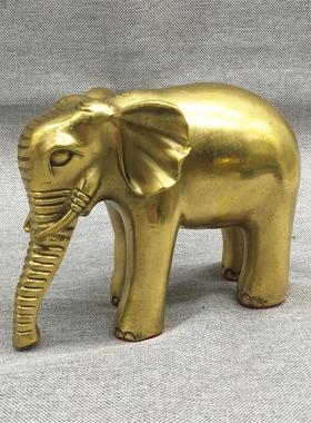 黄铜大象摆件花纹光面如意直鼻子招财卷鼻大号福禄元宝象家居礼品