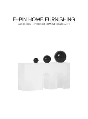 E-Pin 逸品家居软装摆件装饰黑白玻璃烛台花器饰品样板房书房玄关